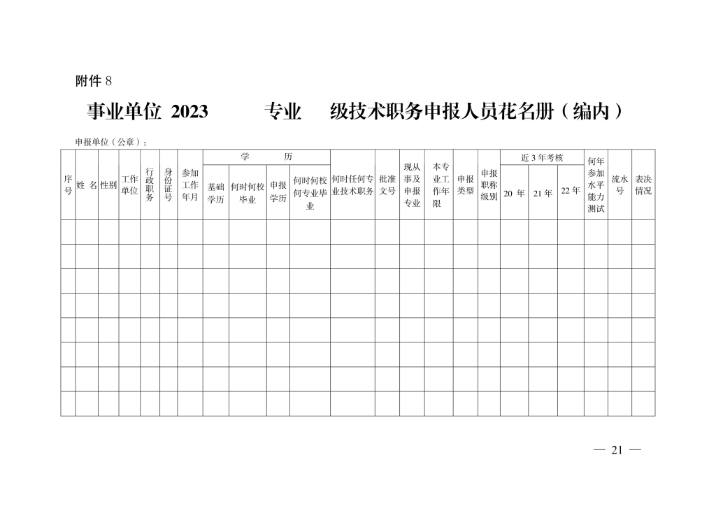 图片[21]-荆州市人力资源和社会保障局关于报送2023年度工程等专业中、初级专业技术职务评审材料的通知-全国职称政策库