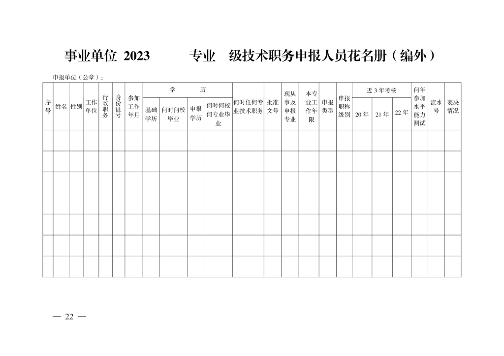 图片[22]-荆州市人力资源和社会保障局关于报送2023年度工程等专业中、初级专业技术职务评审材料的通知-全国职称政策库
